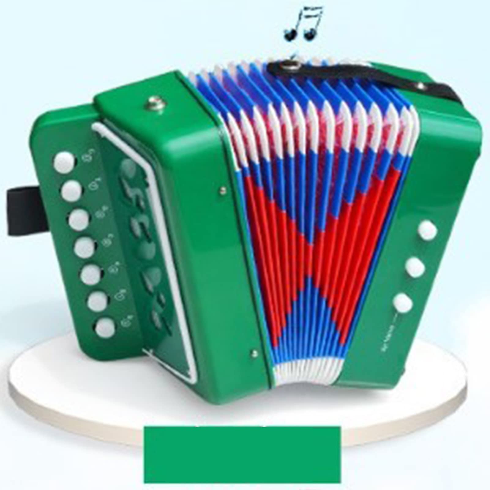 Aramox Akkordeon-Spielzeug, Kunststoff, 2 Bässe, 7 Tasten, Musikinstrument für Kinder, Fördert Koordination und Spaß für Kinder ab 3 Jahren (GREEN)
