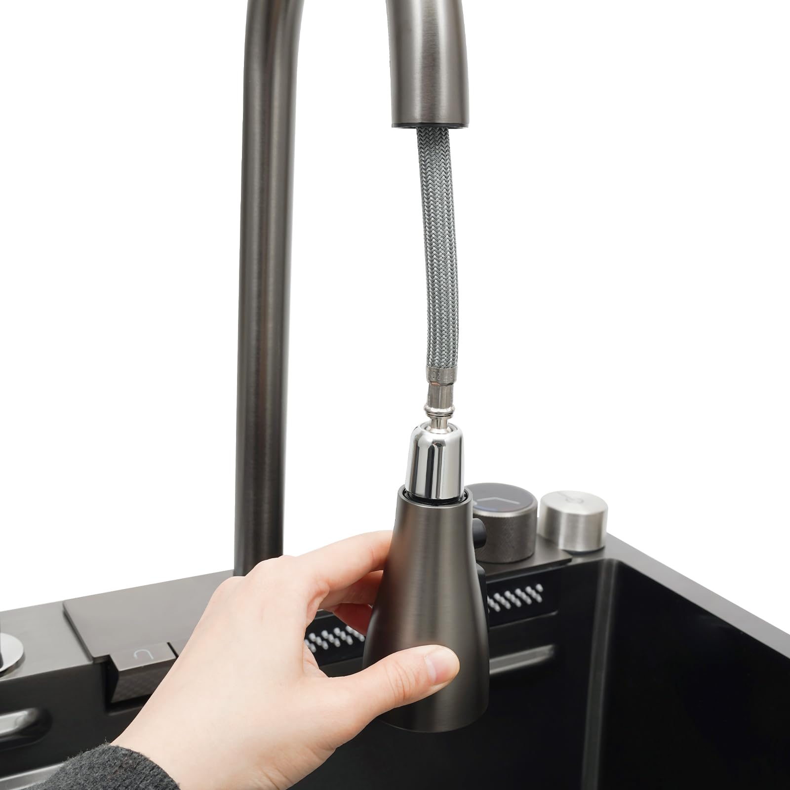 Einschalen-Küchenspüle 75x46x22cm Multifunktionale Edelstahl Wasserfall-Spülbecken, Intelligenz Becken Spüle für Restaurants, Küchen, Labors, Kantinen, Cafés