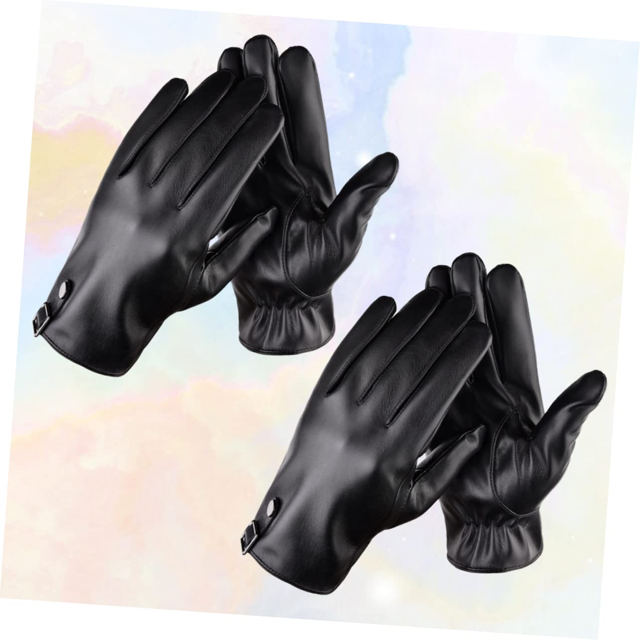 GAROZATION Outdoor Winter Gloves for Men 2 Pairs Waterproof Windproof Leather Riding Gloves Warm Fleece Touchscreen Friendly