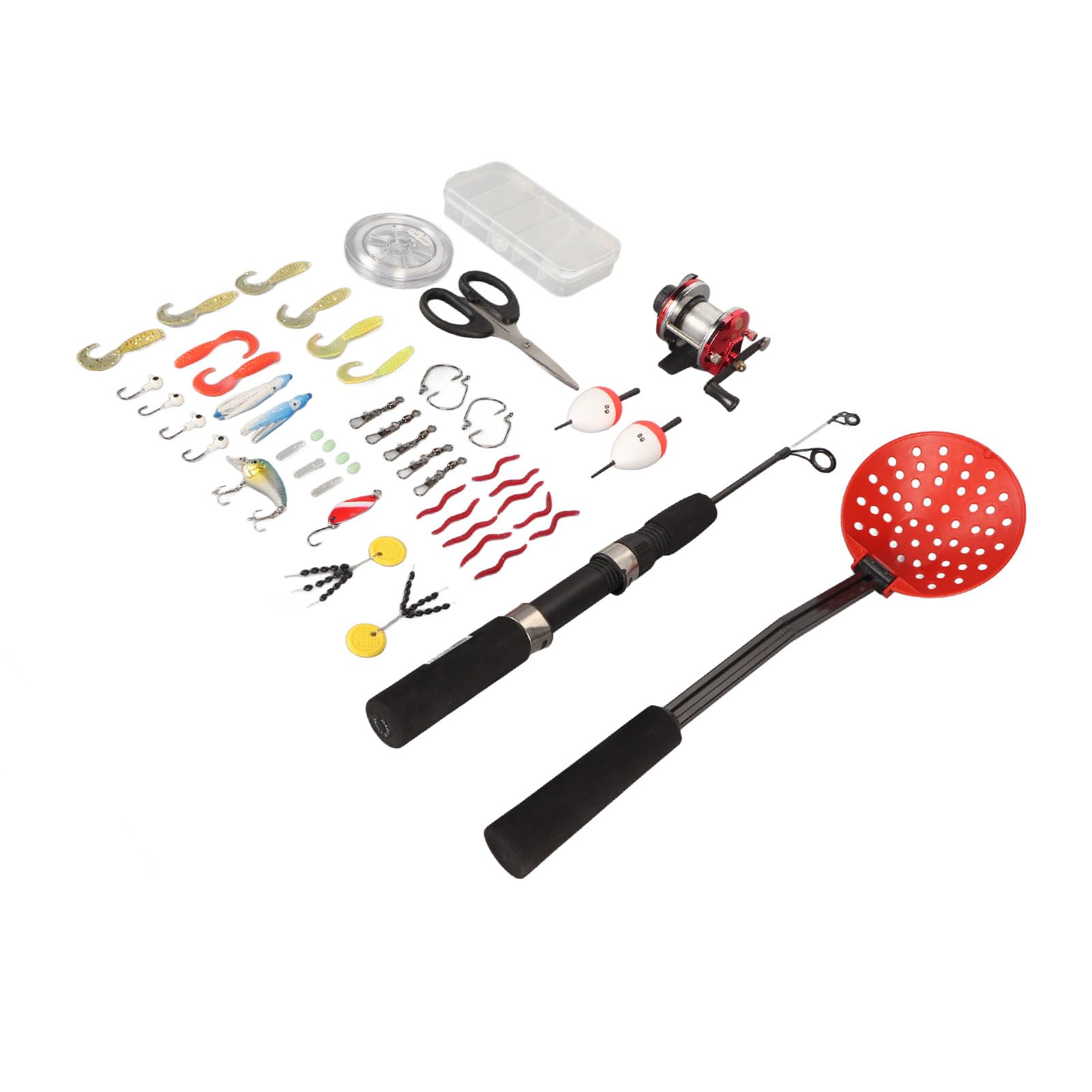 Eisangelrute, 50 cm, Angelrolle, Löffel, komplettes Set mit Tasche für Angelausrüstung, Eismaterial, Komplett-Set