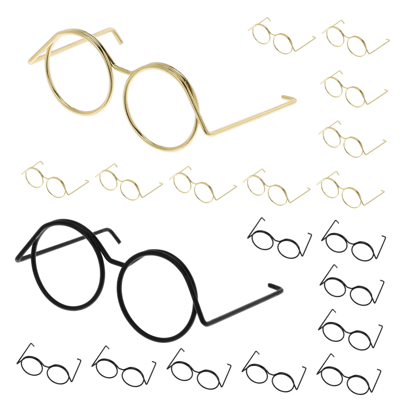 AUTSUPPL 20pcs Glasses Wire Rim Glasses Costume Eye Glasses Metal Miniature Glasses For Dolls