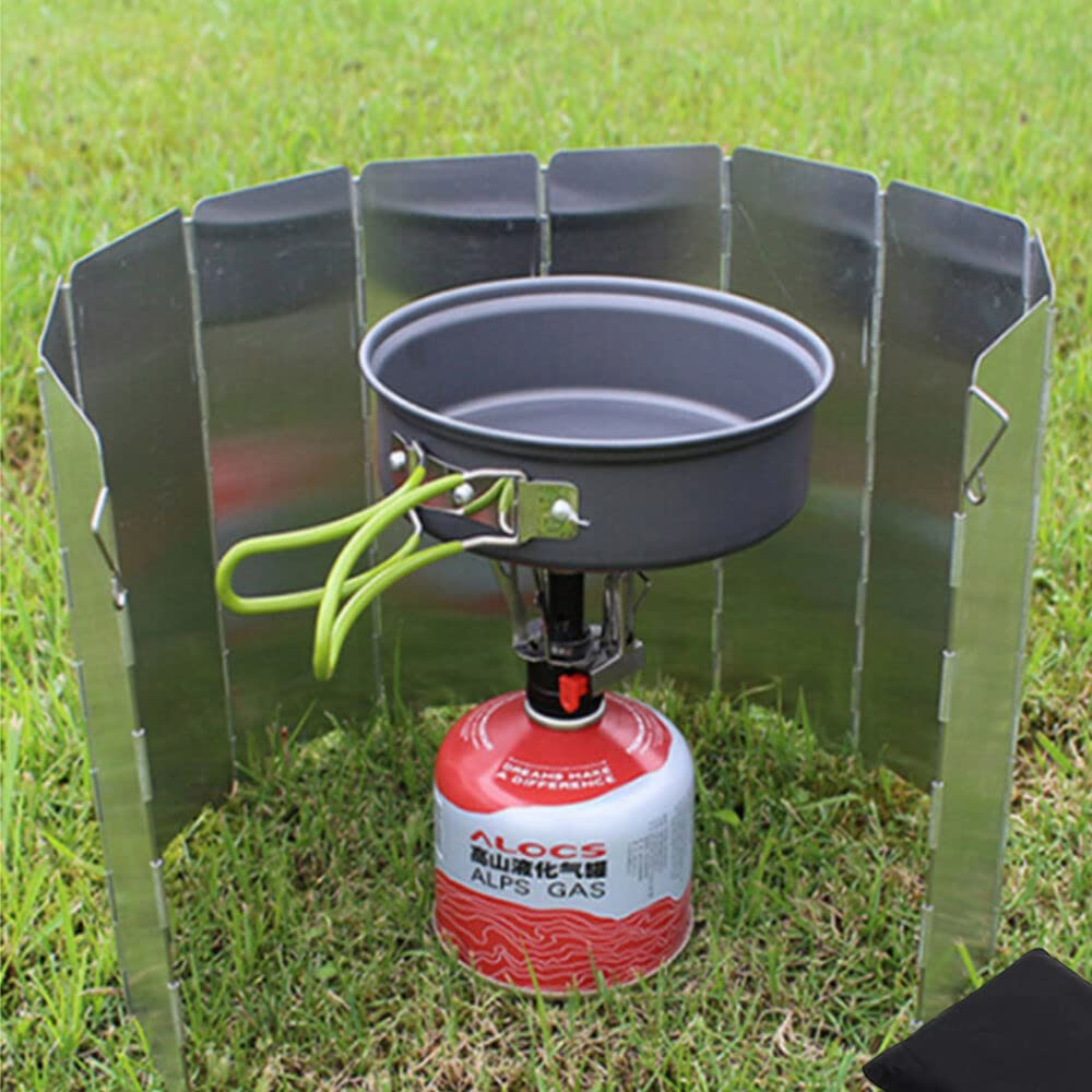 Paravento Pieghevole Per Fornello Da Campeggio - 10 Piastre In Alluminio - Anti-Vento Per Gas O Legna - Foto 10