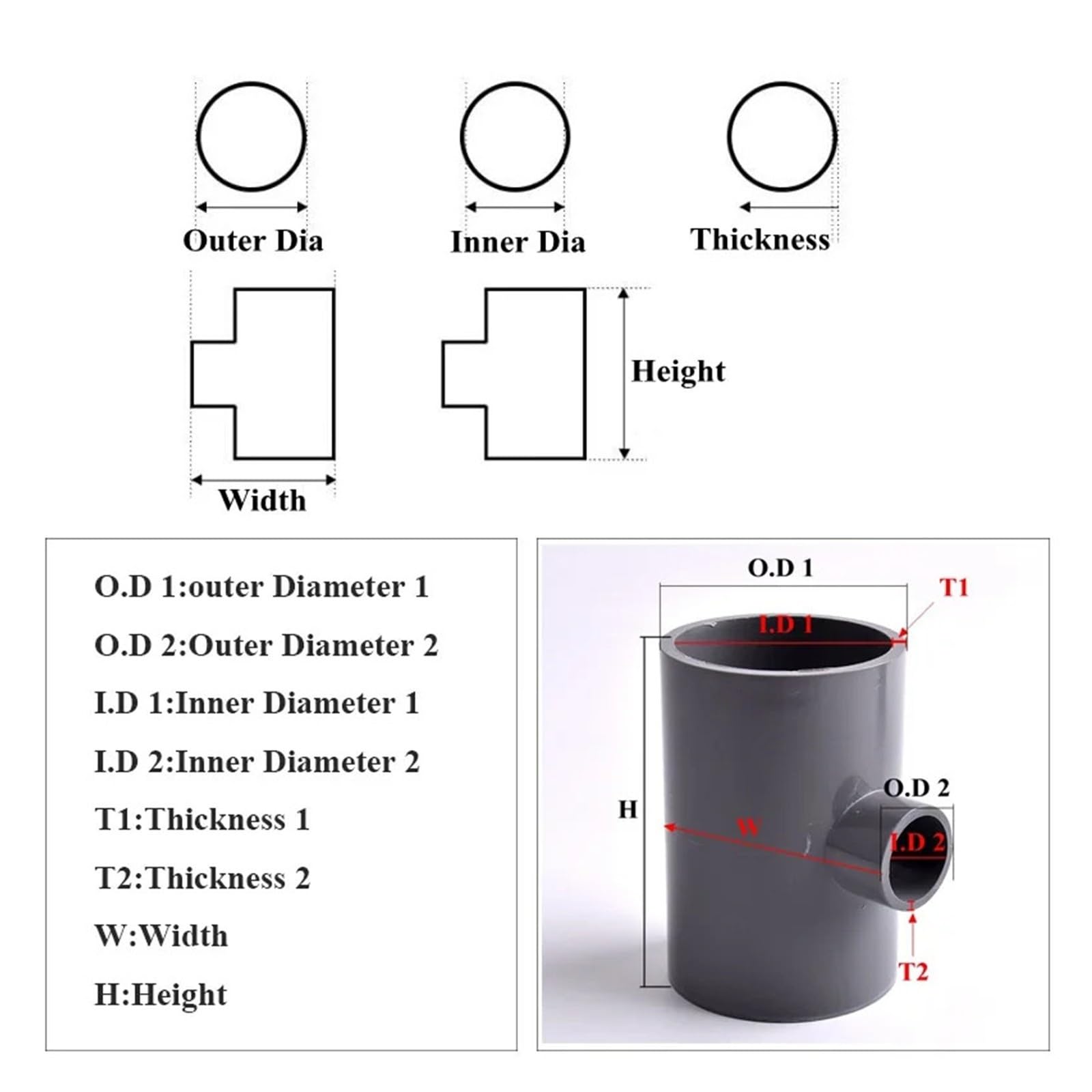 Średnica wewnętrzna 20~63mm rura pcv redukcyjna złącze trójnikowe dom nawadnianie ogrodu akwarium rura adapter do podlewania złącza(Inner Dia 63-25mm,5pcs)