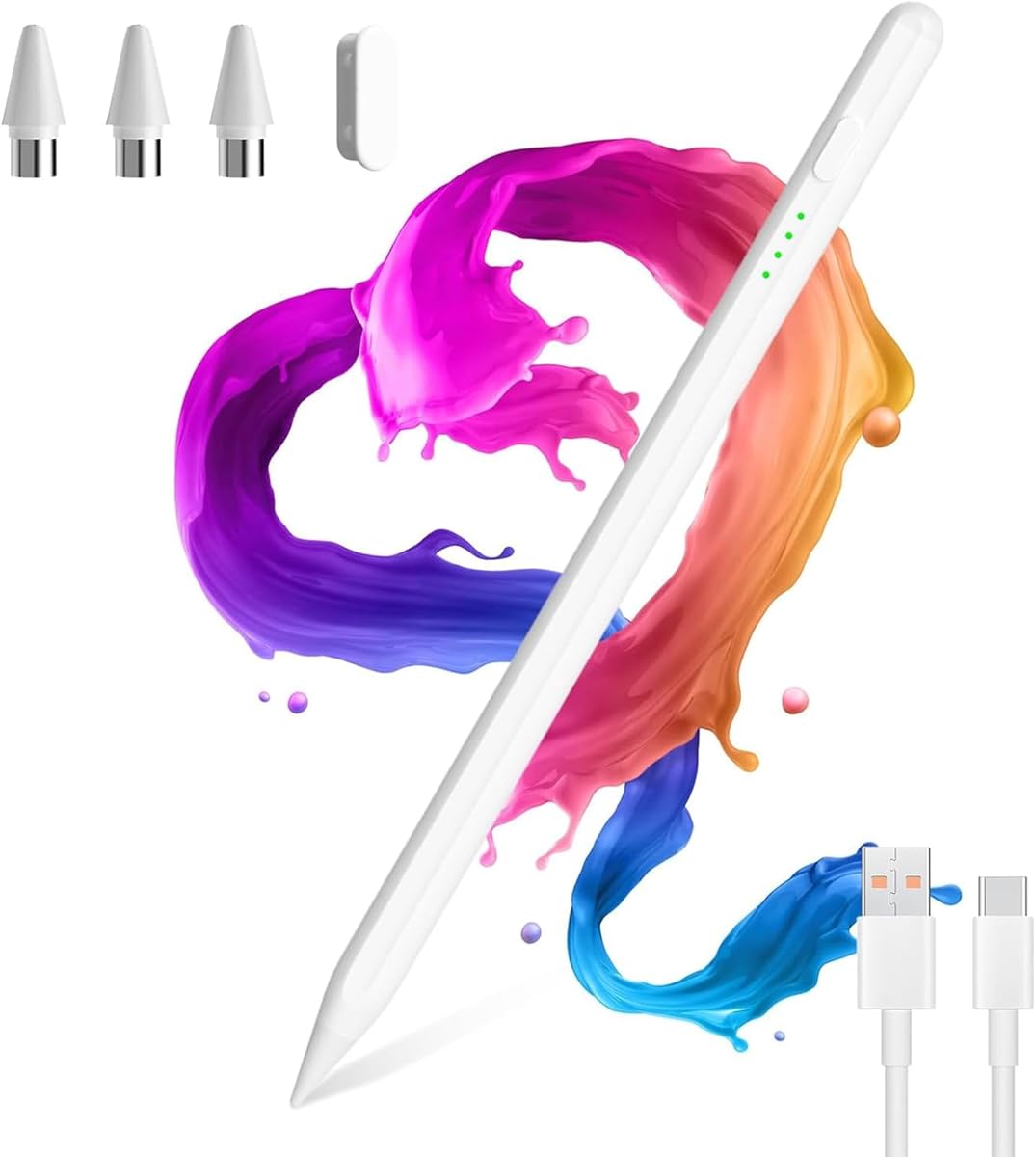 Stylus Pen (Compatible with All Models, Fast Charging), 2024 Industry New, Stylus Pen, Ultra High Precision, Ultra Fine, Stylus Pencil, Compatible with False On/Off Prevention, Power Display, Magnetic