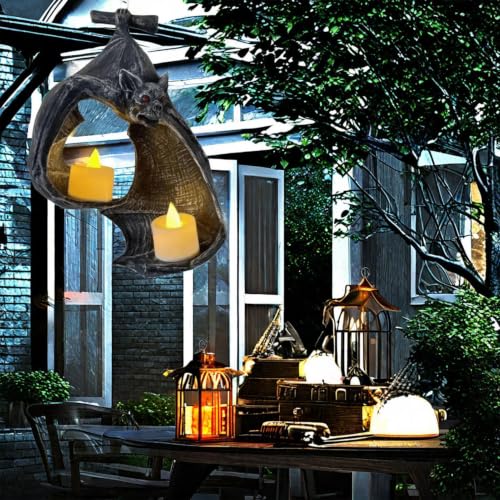 Candelabro doble de murciélago para ambientar balcones y cenas góticas 4