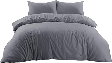 100% polyCotton Bedding Duvet Cover Sets. (Double, Grey)