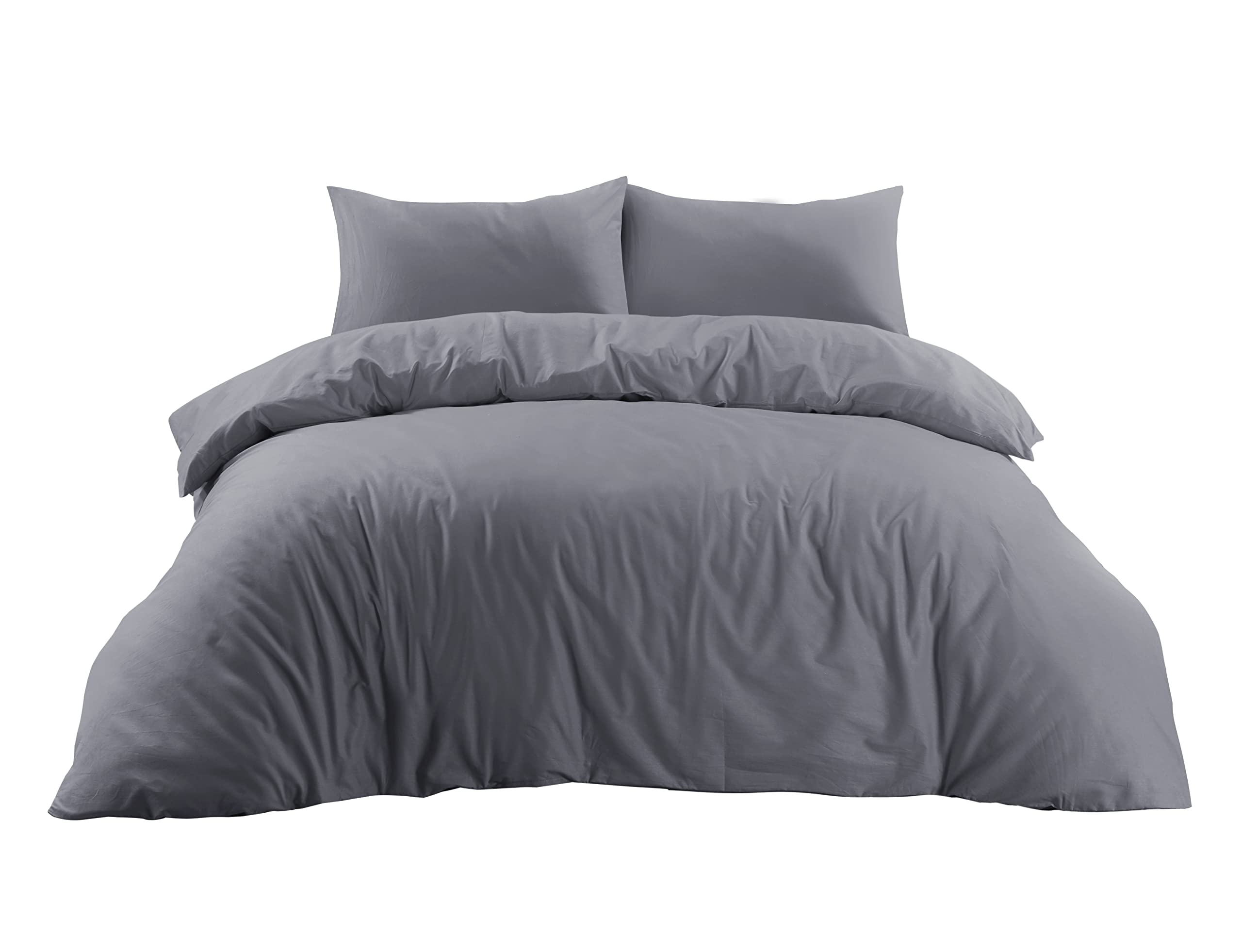 Gmtextiles Gray Navy White 100% Polycotton Bedding Duvet Cover Sets. (Single, Grey)