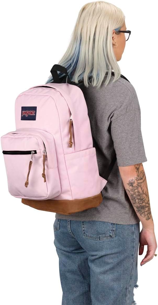 JanSport Right Pack Backpack - Durable Daypack with Padded 15" Laptop Sleeve, Spacious Main Compartment & Integrated Water Bottle Pocket - Pink Ice - Image 7