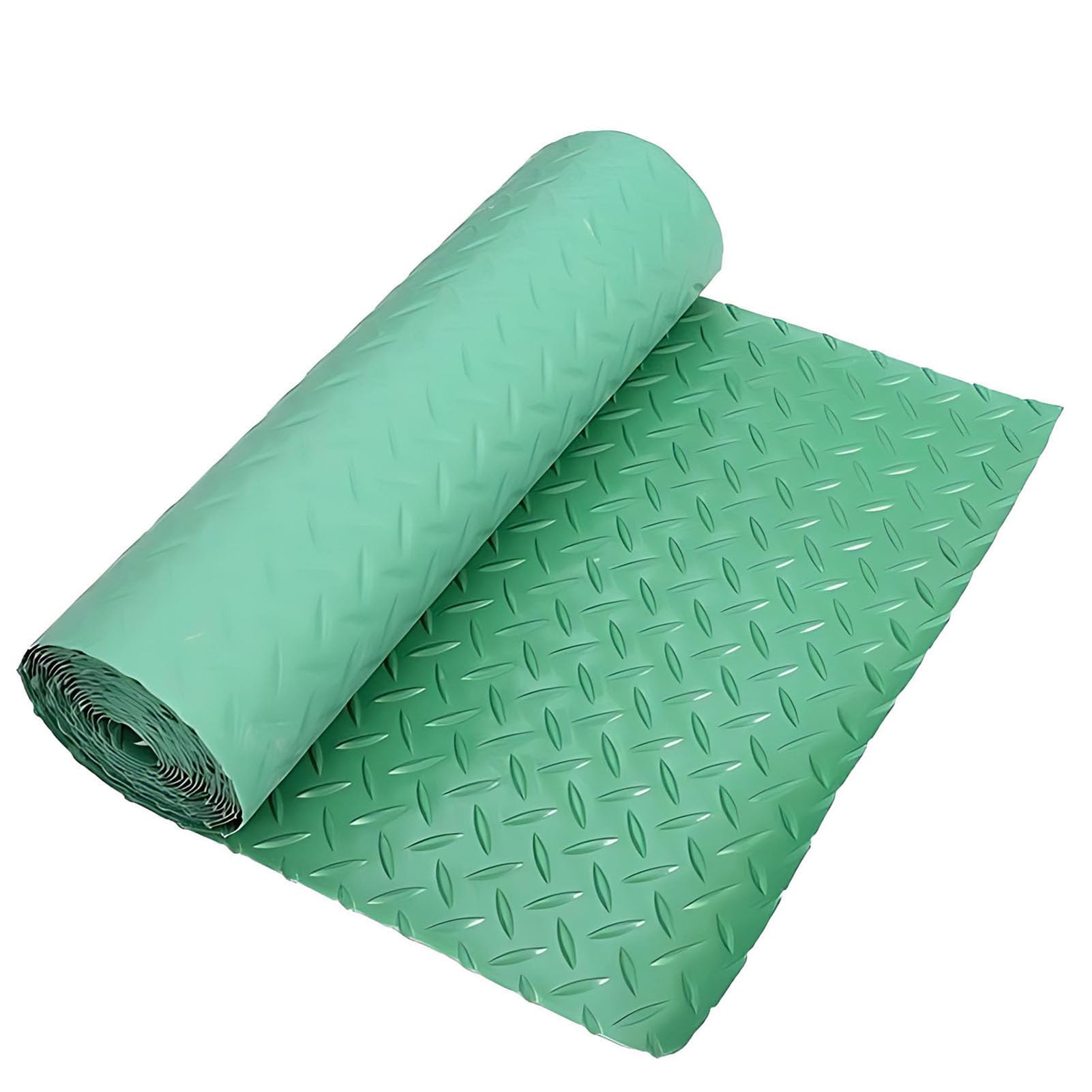 Alfombra Remolque Caucho PVC con Placa Diamante, Rollo Alfombra Impermeable para Garaje 4x9,8 Pies, Almohadillas Piso Antideslizantes 1,5 mm Grosor para Garaje Almacén,Verde