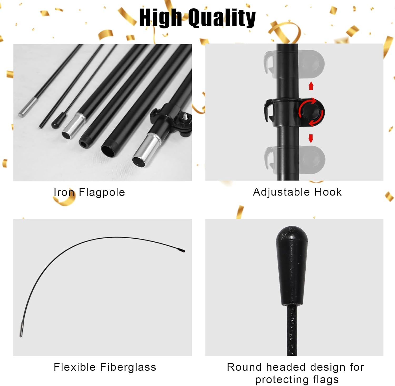 2 Sets Hot Chocolate Feather Flag with Pole Kit, 8.2FT Windless Feather Flag Outdoor Advertising Banner for Business