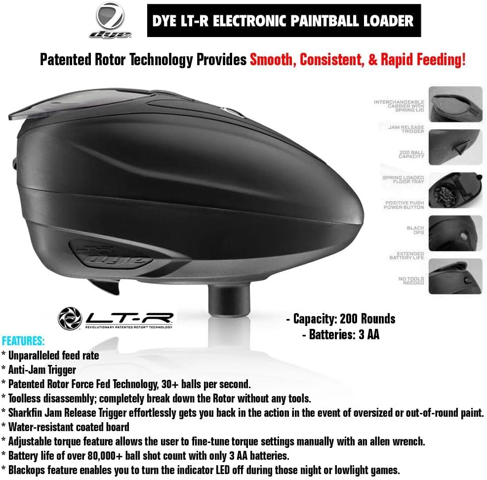 Maddog Dye LT-R Electronic Paintball Loader with HK Army Epic Speed Feed and HPA Paintball Tank Fill Nipple Protector Accessory Package - 30+ BPS