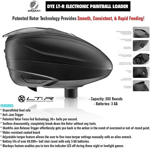 Miniatura 4 de Maddog Dye LT-R - Cargador electrónico de paintball con alimentación de velocidad épica del ejército HK y tanque de paintball HPA, paquete de