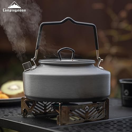 Miniatura 3 de Campingmoon - Hervidor de té portátil para campamento, café, tetera, caldera de agua de aluminio ligera para mochileros, picnic, pesca, 0.8 L