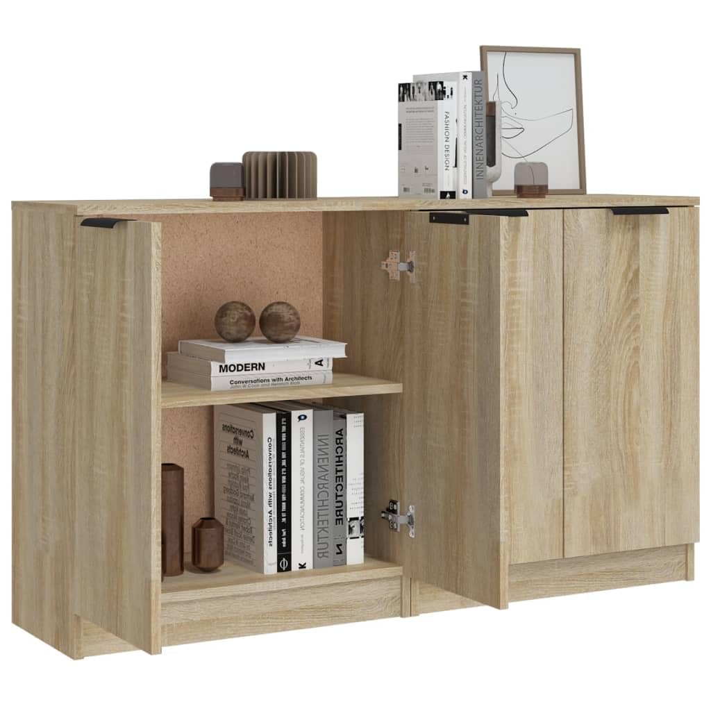 Zestaw 2 komody dąb Sonoma 60 x 30 x 70 cm, materiał drewnopochodny, uniwersalne szafki do przechowywania do salonu, korytarza, kuchni, nowoczesne wzornictwo, stabilne meble