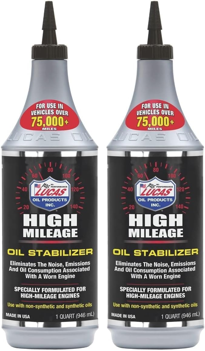Lucas Oil 10118 High Mileage Oil Stabilizer 1 Quart - Revives Worn Engines, Cuts Noise & Oil Use