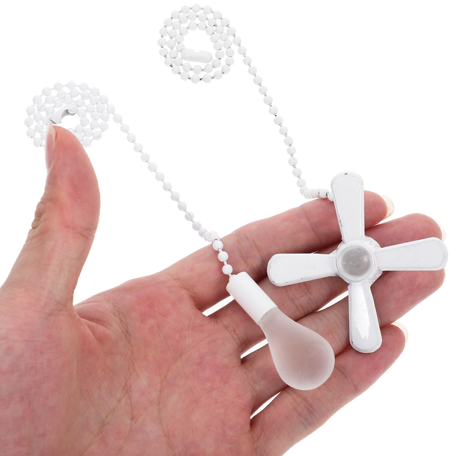 2piezas Cadena de Tirón para Ventilador de Techo y Lámpara Accesorio Decorativo Metálico Blanco de Extensor Funcional para Iluminación y Ventilación