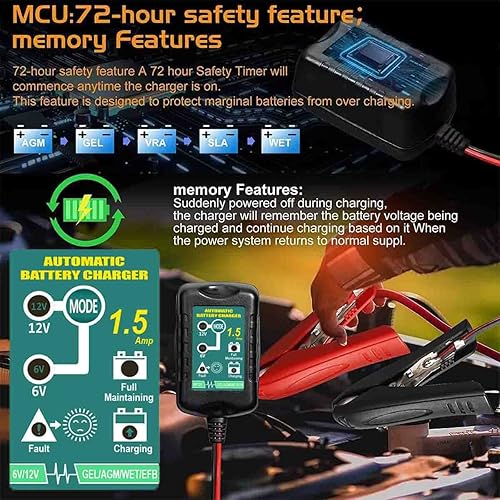 Miniatura 3 de Cargador y mantenedor de batería de 12 V: cargador y mantenedor automático de batería Powersports de 12 V para motocicleta, ATV y más - Cargadores