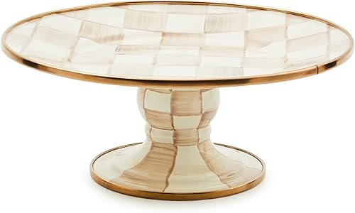 Miniatura 7 de MACKENZIE-CHILDS Royal Check - Plato de pedestal esmaltado, soporte redondo para tartas, pequeño
