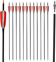 LWANO 30 Inch Carbon Arrows Spine 500 with 4" Turkey Feathers - 12 Pack for Recurve Longbow Hunting Target Practice