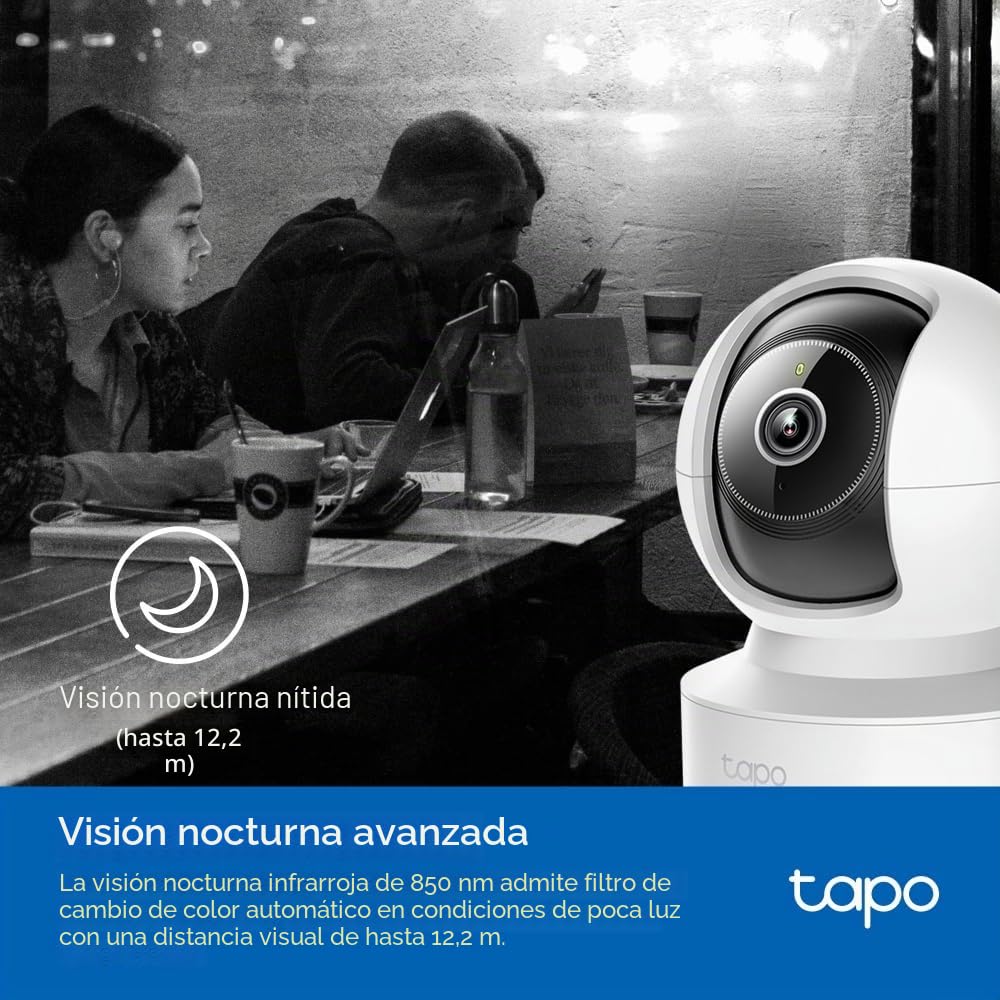 Tapo C232 - Cámara vigilancia WiFi Interior, 3K 5MP, 360°, Puerto Ethernet | Detección de Movimiento y Personas. Visión Nocturna. Alarma Luz y Sonido. Almacenamiento Local o Nube. App Tapo.