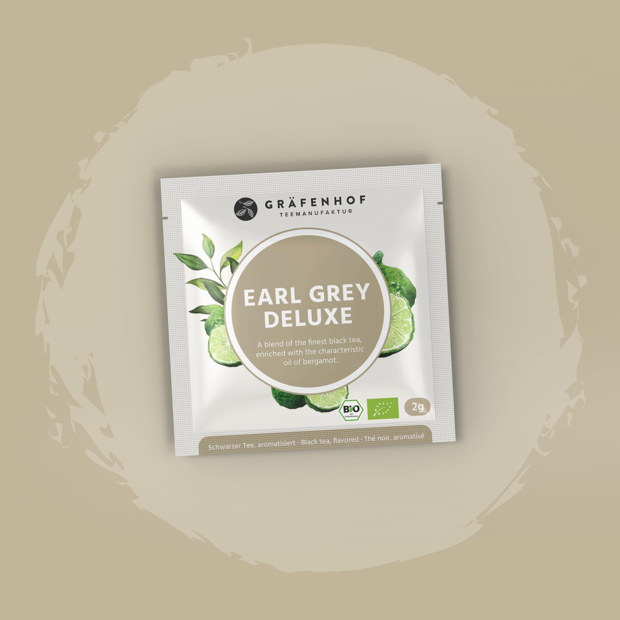 Gräfenhof Earl Grey Tee | mit Assam, Ceylon und Darjeeling | mit Bergamottenstücken & Öl | Blatttee | Koffeinhaltig | 100x2,5g Pyramidenbeutel | 100% BIO | kompostierbare Beutel