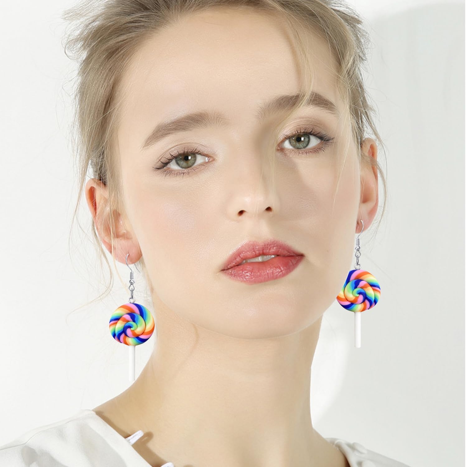 Creative Lollipop Rotating Contrasting Dangle Drop Earrings Lovely Personalized Candy Colorful Cartoon Rainbow Resin Dangle Drop Earrings for Women Jewelry Gifts - Image 2