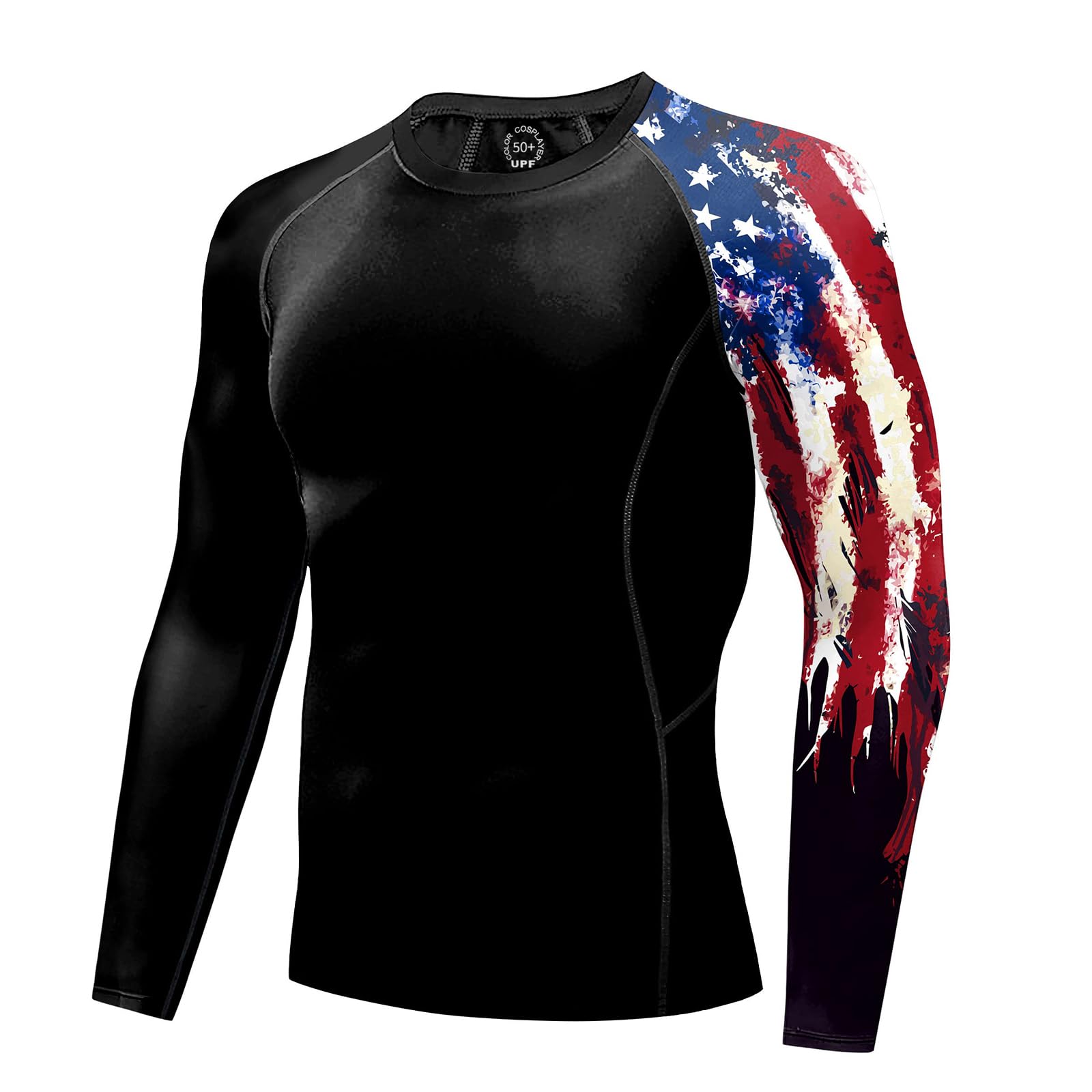 color cosplayerMen's Long Sleeve UPF 50+ Sun Protection Skins Performance Fit Compression Rash Guard