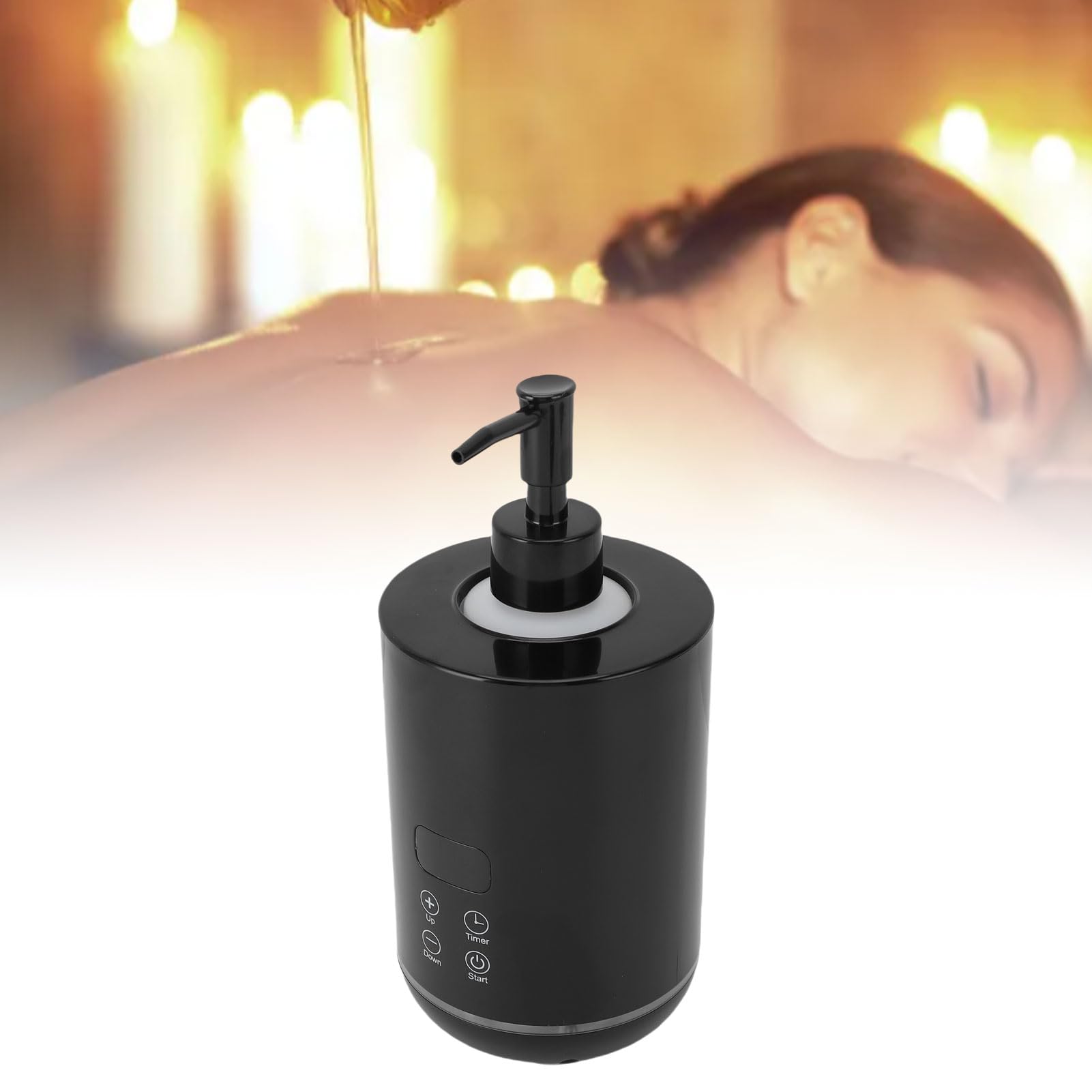 Massageölwärmer mit Einstellbarer Temperatur, Elektrischer Lotionserhitzer mit Ambientebeleuchtung, Touch-Control-Display und 2-Flaschen-Spender für Spa und Heimgebrauch, 250 Ml (EU-Stecker)