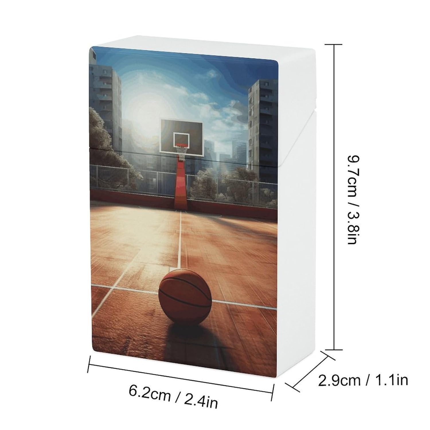 Hard Plastic Basketball Court Cigarette Case Travel Cigarette Holder with Snap Lid Moisture-Resistant & Crush-Proof Cig Case Pocket Friendly Reusable Storage Box Smoking Accessories image 2