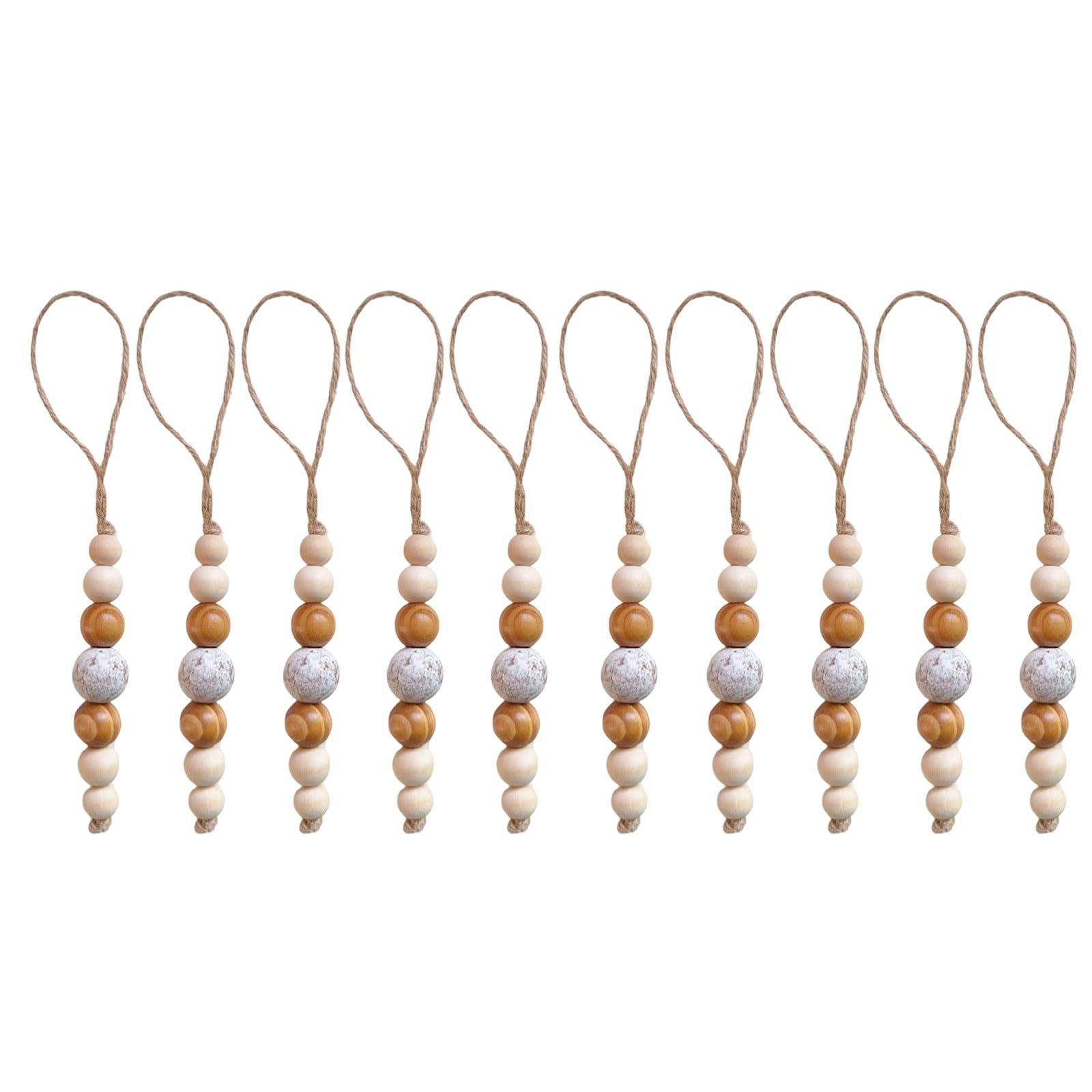 hogtnd 10 Pieces Wooden Beads Christmas Ornaments with Rope for Indoor Outdoor Christmas Decoration Bead Decoration