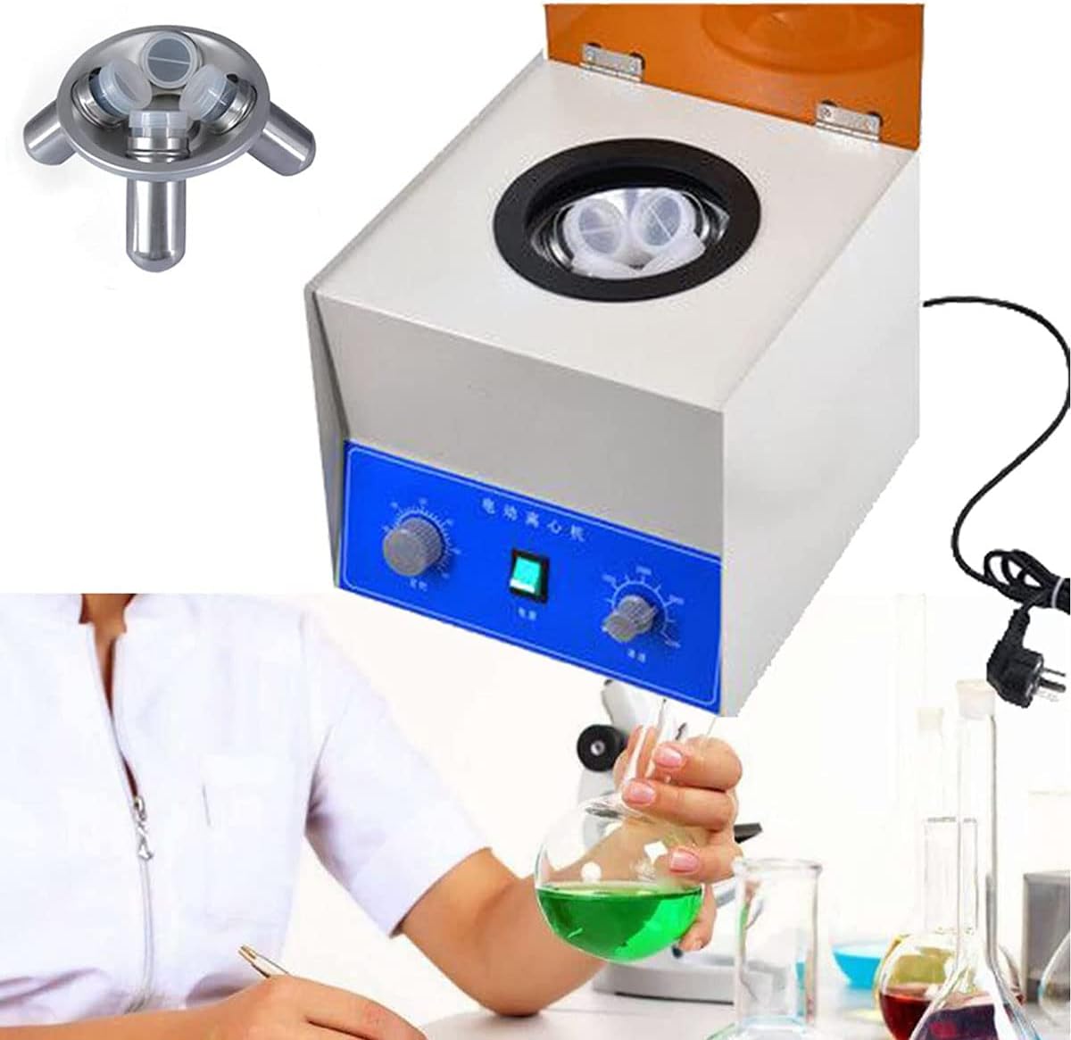 Benchtop Centrifuge,Low Speed Lab Electric Centrifuge,4 * 100Ml,0-60Min Timing,for Separation of Samples& Qualitative Analysis