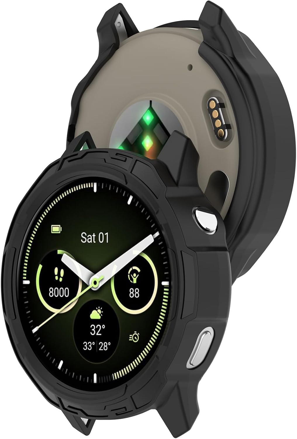 FanTEK Compatible with Garmin Venu 4 45mm Smart Watch TPU Cases, Soft Frame Protective Cover Scratch Resistant Shock Absorbing Case, Black