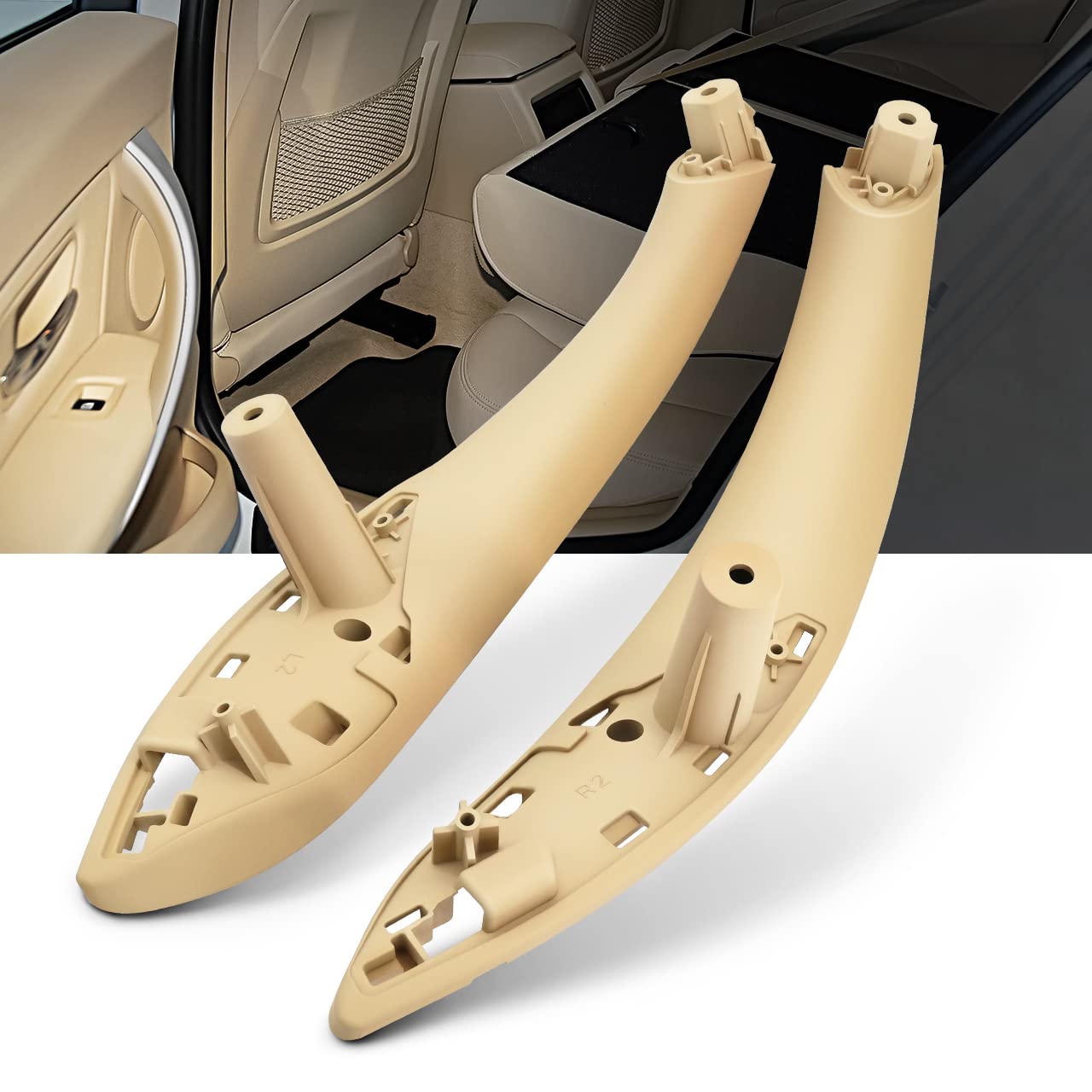 KVR F30 Door Pull Handle, Compatible with 2012-2018 BMW 3 Series F30 F31 F34 F80 & 2014-2017 BMW 4 Series F32 F33 F36 F82 F83 (Left Rear + Right Rear, Beige)