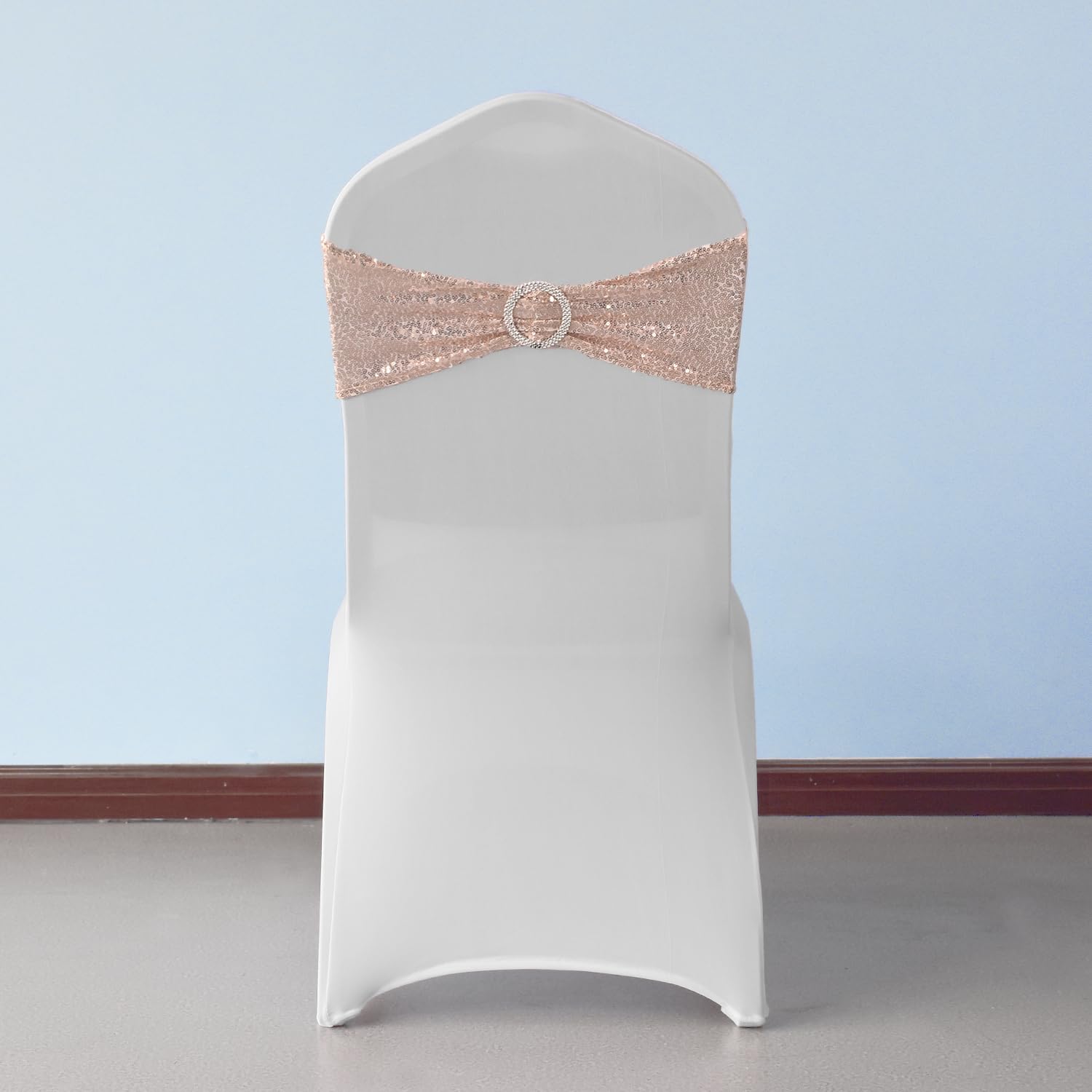 Ceinture de chaise paillettes extensible pour transformer les dossiers de chaises de banquet