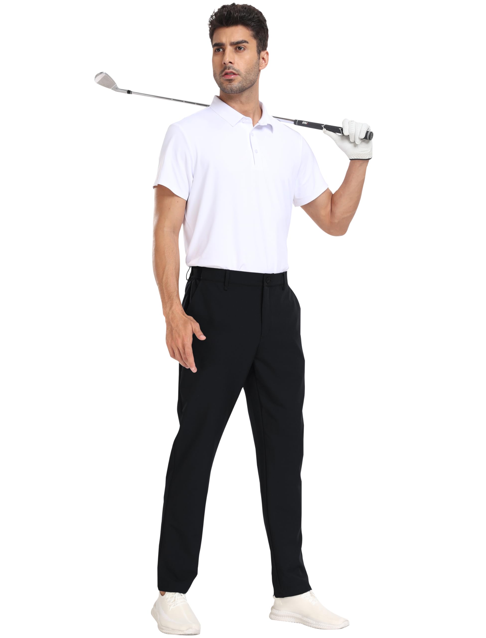 MoFiz Pantalones de Golf Hombre Elásticos Pantalón Largo de Oficina Trabajo Vestir Casuales Ligeros y Transpirables Pantalones Deporte Senderismo con Bolsillos