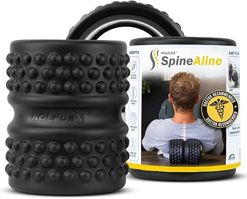 Rolflex SpineAline Rodillo de espalda – Rodillos musculares herramienta de alineación de columna vertebral de tejido profundo – Rodillos ergonómicos