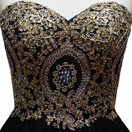 Kivary ® Gold Lace Crystals Short Tulle Corset Prom Homecoming Cocktail Dresses2