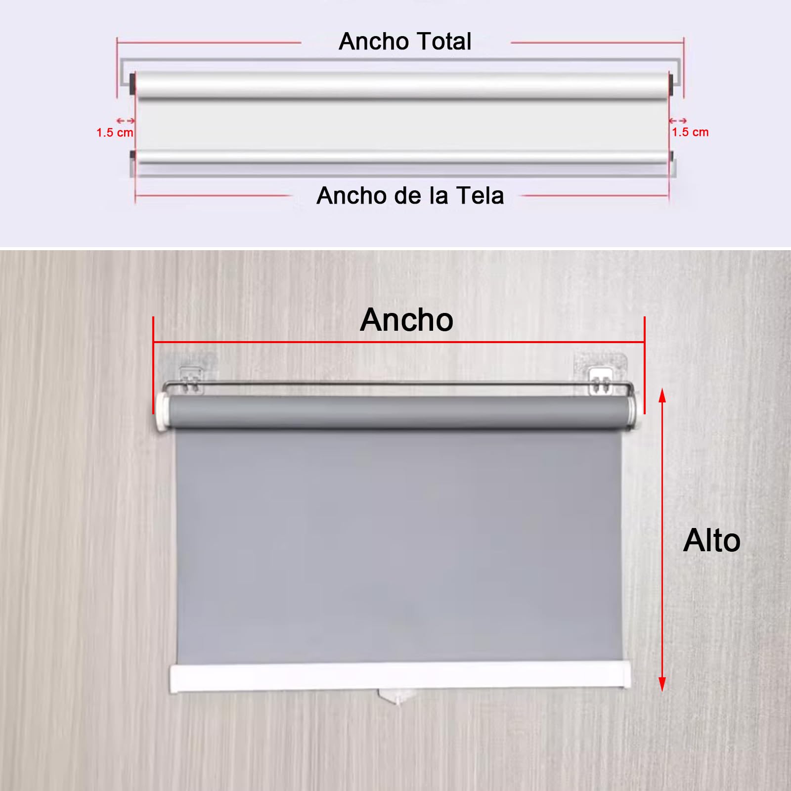 Estor Auto-Enrollable a Muelle,Estores Parasol para El Hogar,Estores Enrollables Opacos Retráctil Sin Taladrar,Protección Solar y Rayos UV,para Ventanas,Oficina (100cm x 200cm)