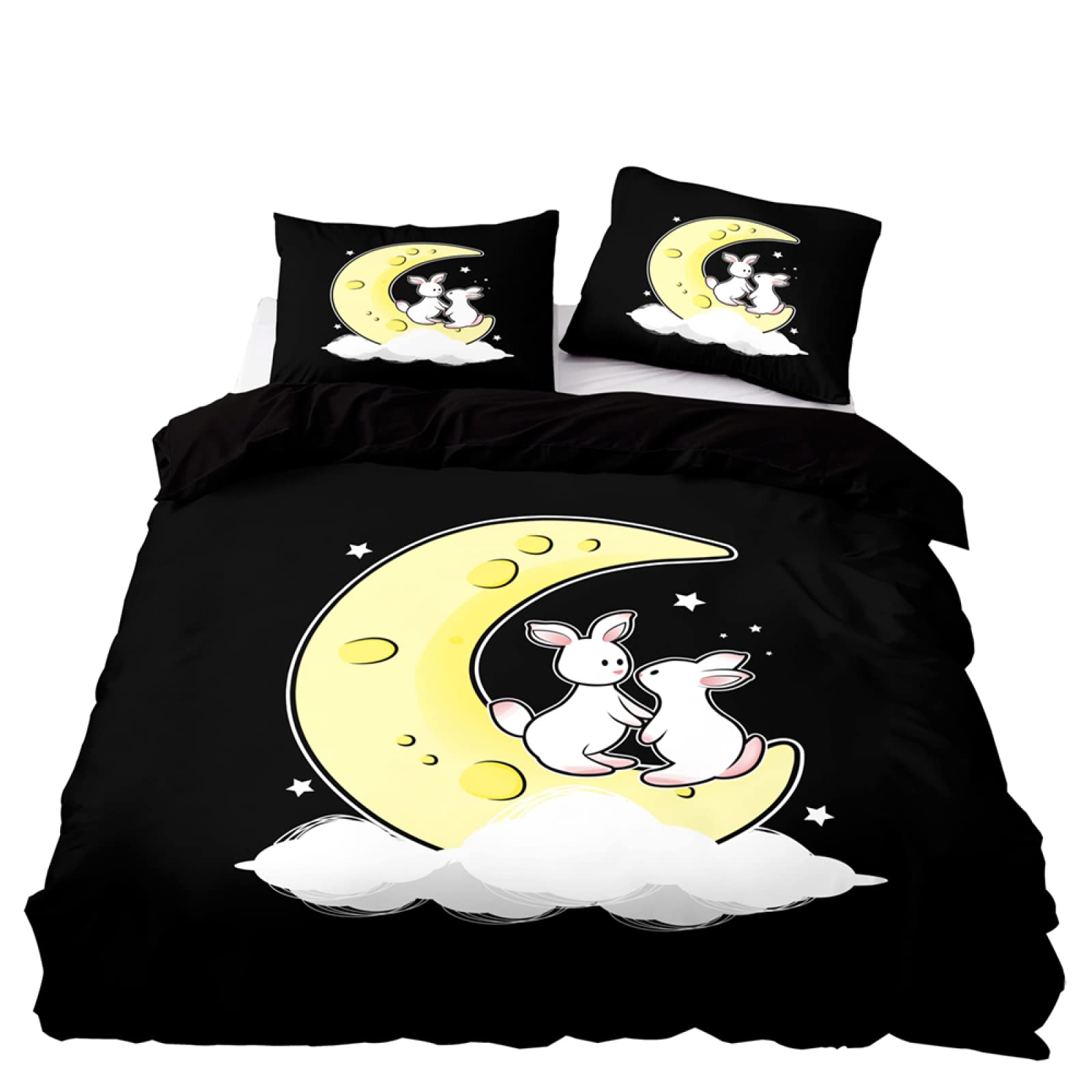 Parure de lit 90x190 enfant lune pour chambre garçons et filles
