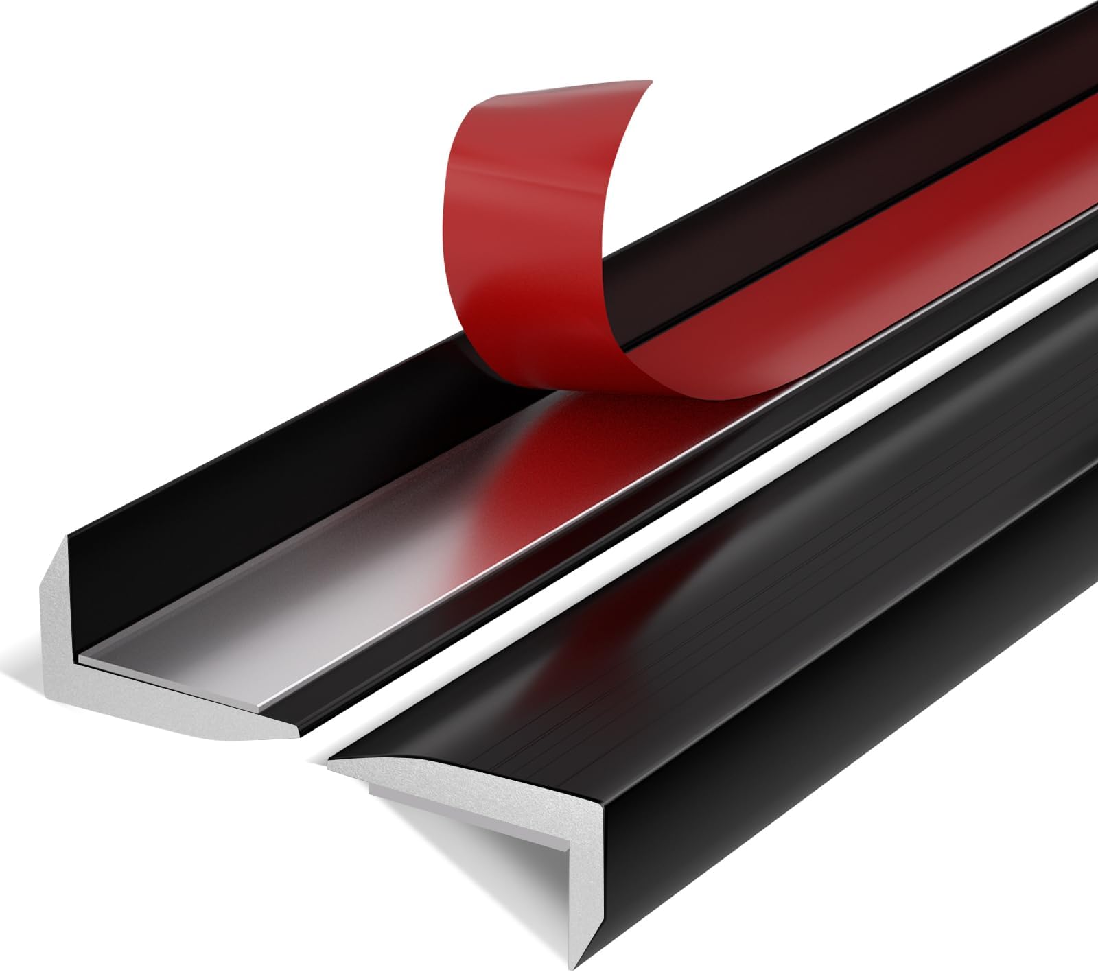Peel and Stick Aluminum Tile Trim,10-Pack 12 Inch Decorative Brushed Metal Trim Edge,Self Adhesive Tile Liner for Fireplace, Mirror Frame, Furniture and Home Decoration, Matte Black.