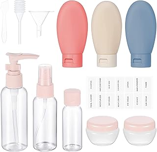 Travel Bottles Set, 11 PCS Silicone Leak Proof Refillable Squeezable Travel Containers with PVC Bag and Labels, Travel Size Toiletries Containers for Shampoo Lotion Cosmetic Conditioner Soap