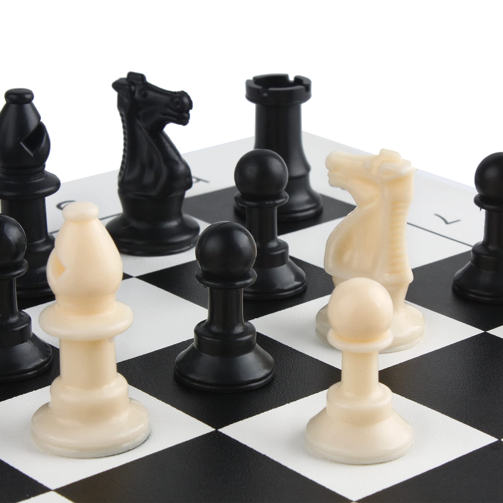 Andux Chess Game Set Pezzi Degli Scacchi e Tavola Arrotolabile QPXQ-01 (Nero, 35x35 cm)