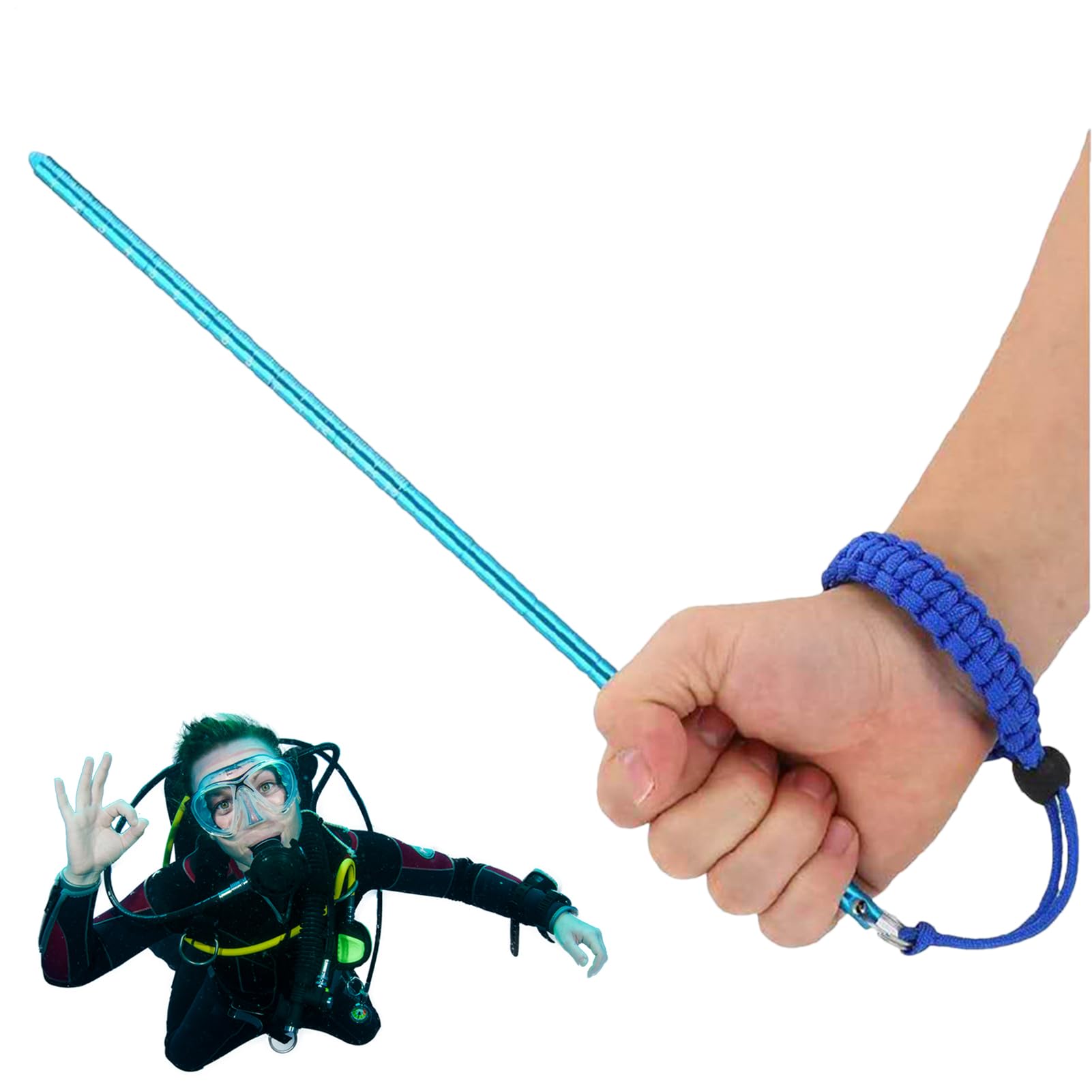 Stick de Son de plongée - Accessoire de Corde, Sonnette en métal | Baton Durable avec Finition et Crochet à Clip pour Orientation de Natation dans l'océan Sport Seports sous- de