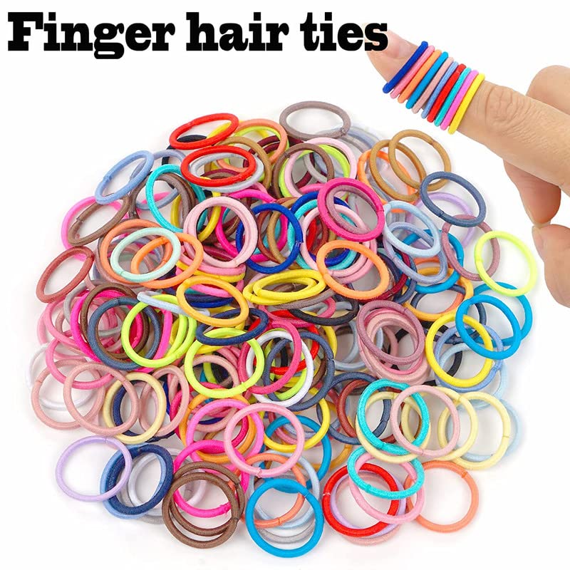 100PCS Baby Toddler Hair Ties, 36 Multicolors Elastic Hair Ties,2cm in Diameter No Crease Finger Hair Elastics Small Ponytail Holders for Kids Girls 3