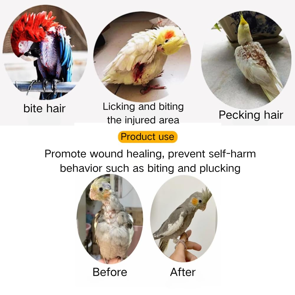 Copfeu Adjustable Bird Collar Anti Bite Elizabethan Recovery Cone, Bird Neck Protector for Feather Plucking, Skin-Friendly Bird Neckwear Full Body Shield (Small,Grey)