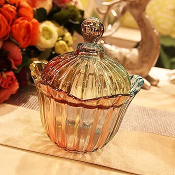 Amazon.co.jp: ガラス製キャンディ皿と透明ガラス製収納ジャー