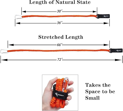 Miniatura 26 de Correa de remo para kayak, correa de caña de kayak, cordón elástico en espiral, accesorios de pesca para kayak y remos Naranja -1 paquete