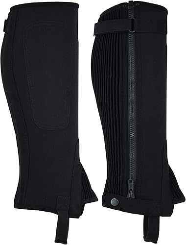A&H Apparel Unisex Adulto Amara Sintético Equestre Media Chaps Negro Cuero Media Chaps
