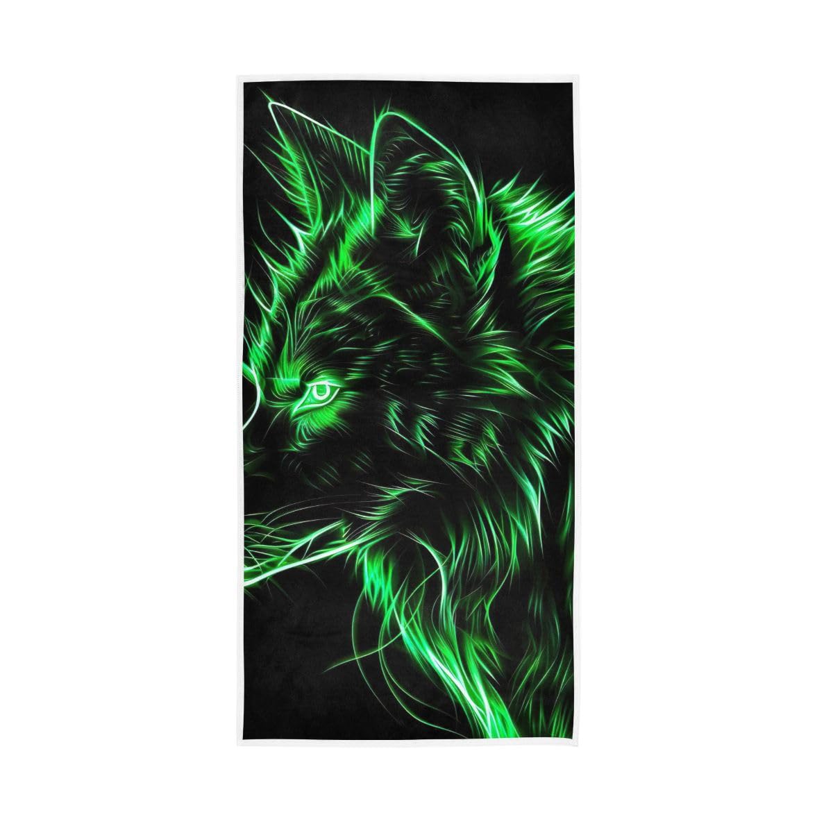 LSRCPD Green Neon Wolf Hand Towel, Multipurpose Spa Towels for Bathroom, Gym, Hotel, Spa 15 x 30 Inches