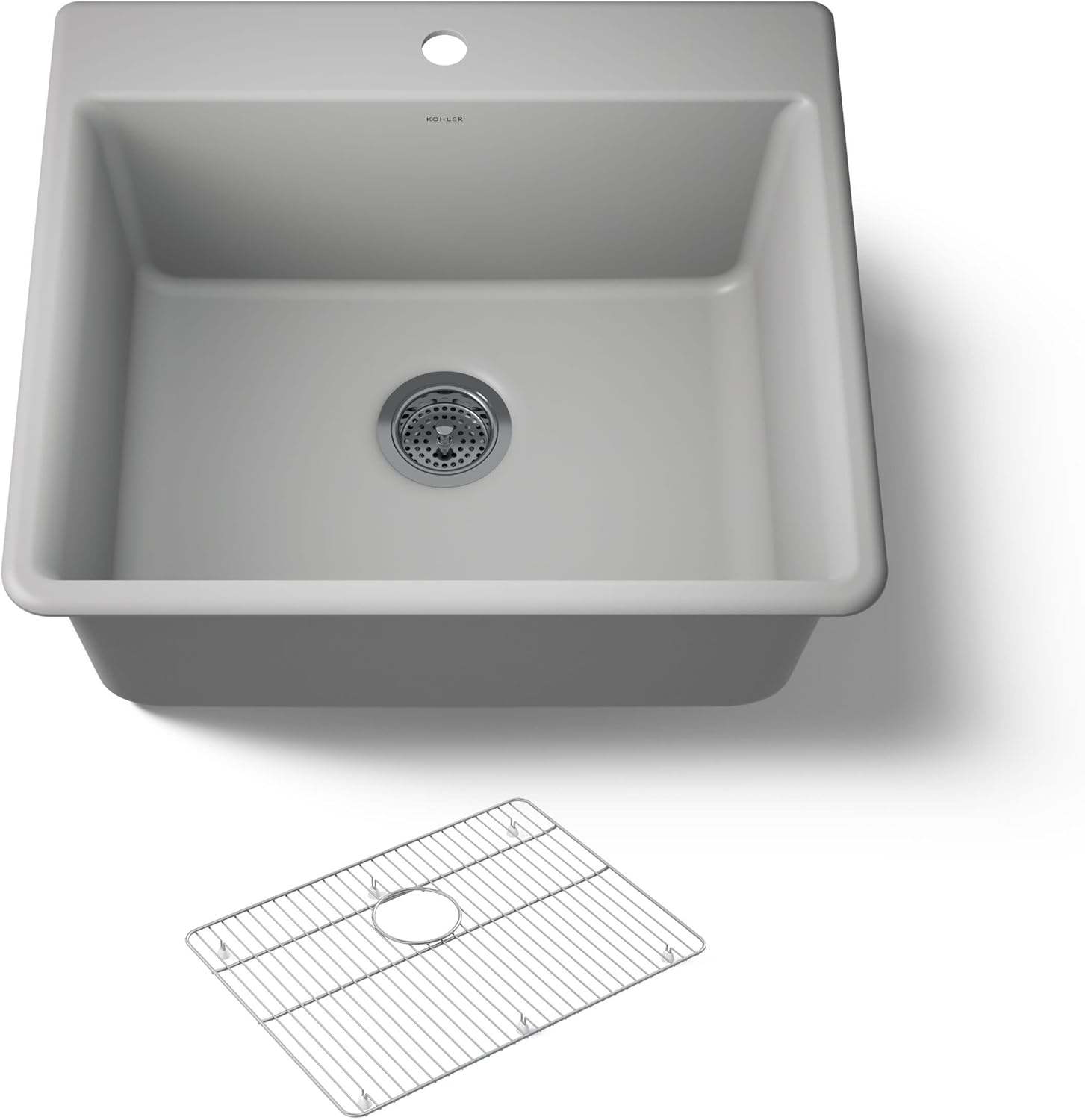 kohler 28003-1-cm4 kennon® 25" top-/undermount single-bowl kitchen sink, matte grey matte grey 25 in. single bowl